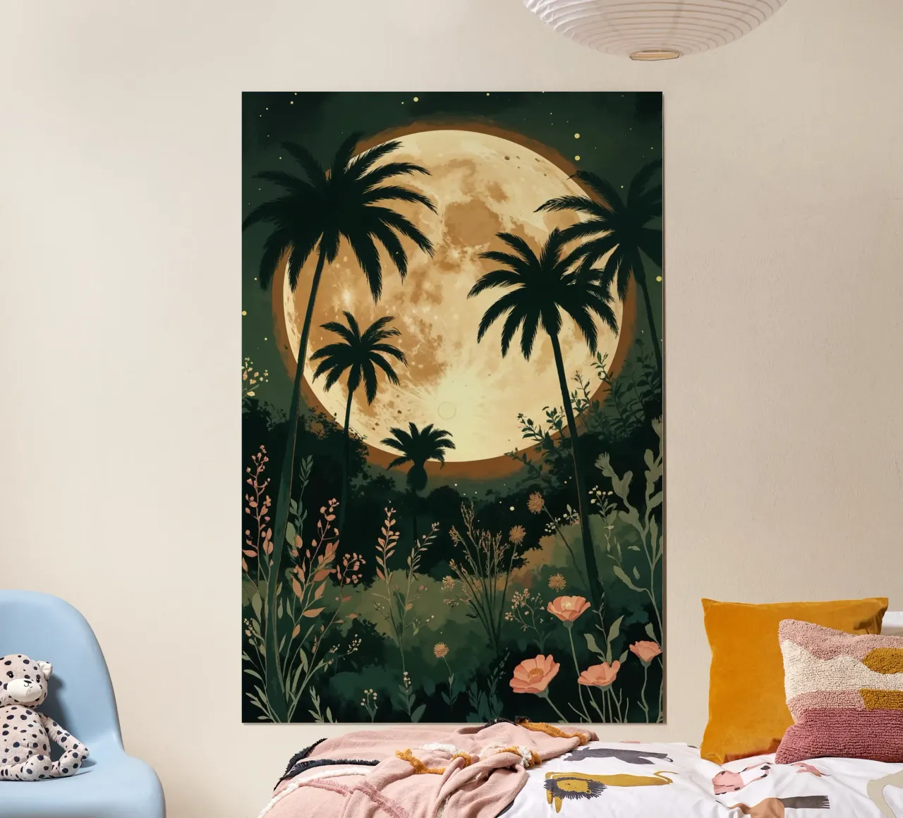Tropical Moonrise Amidst Palm Trees poster da AlbertKlee