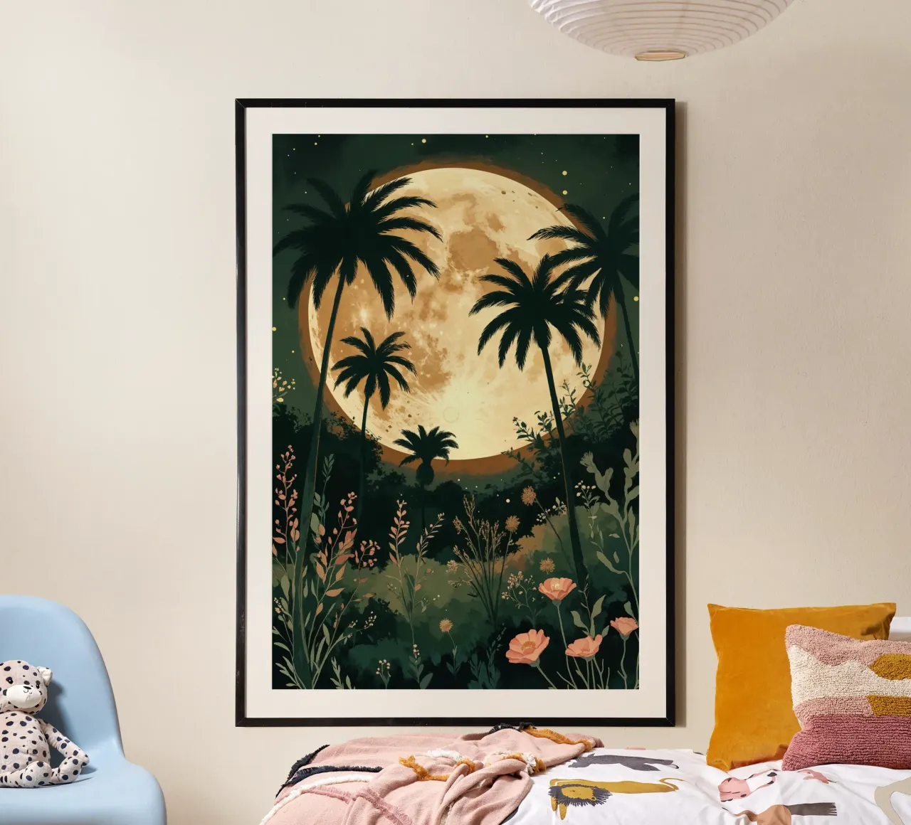 Tropical Moonrise Amidst Palm Trees poster da AlbertKlee