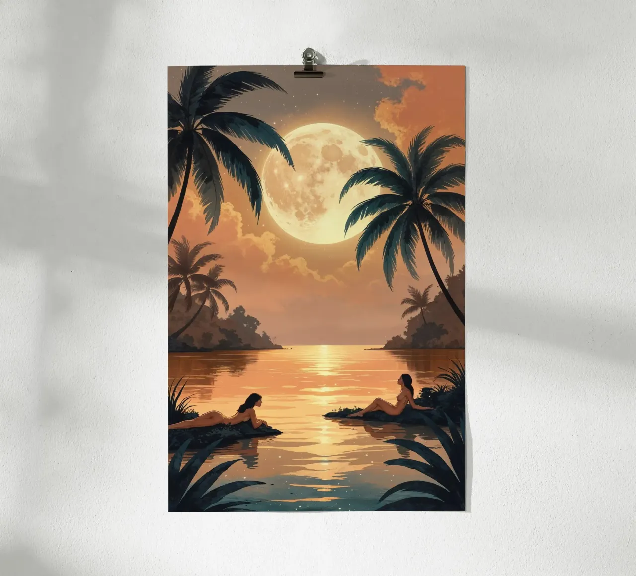 Mystical Moon Over a Tropical Oasis poster da AlbertKlee