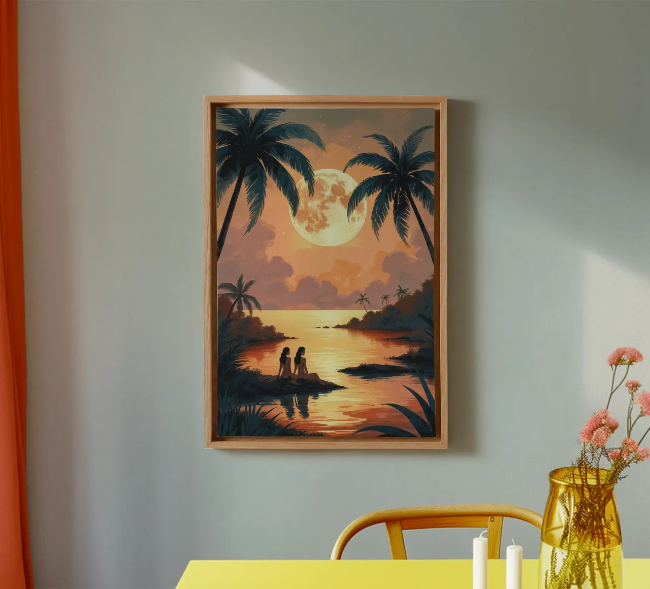 Sunset Glow Over a Tropical Lagoon tela con Cornice a cassetta da AlbertKlee