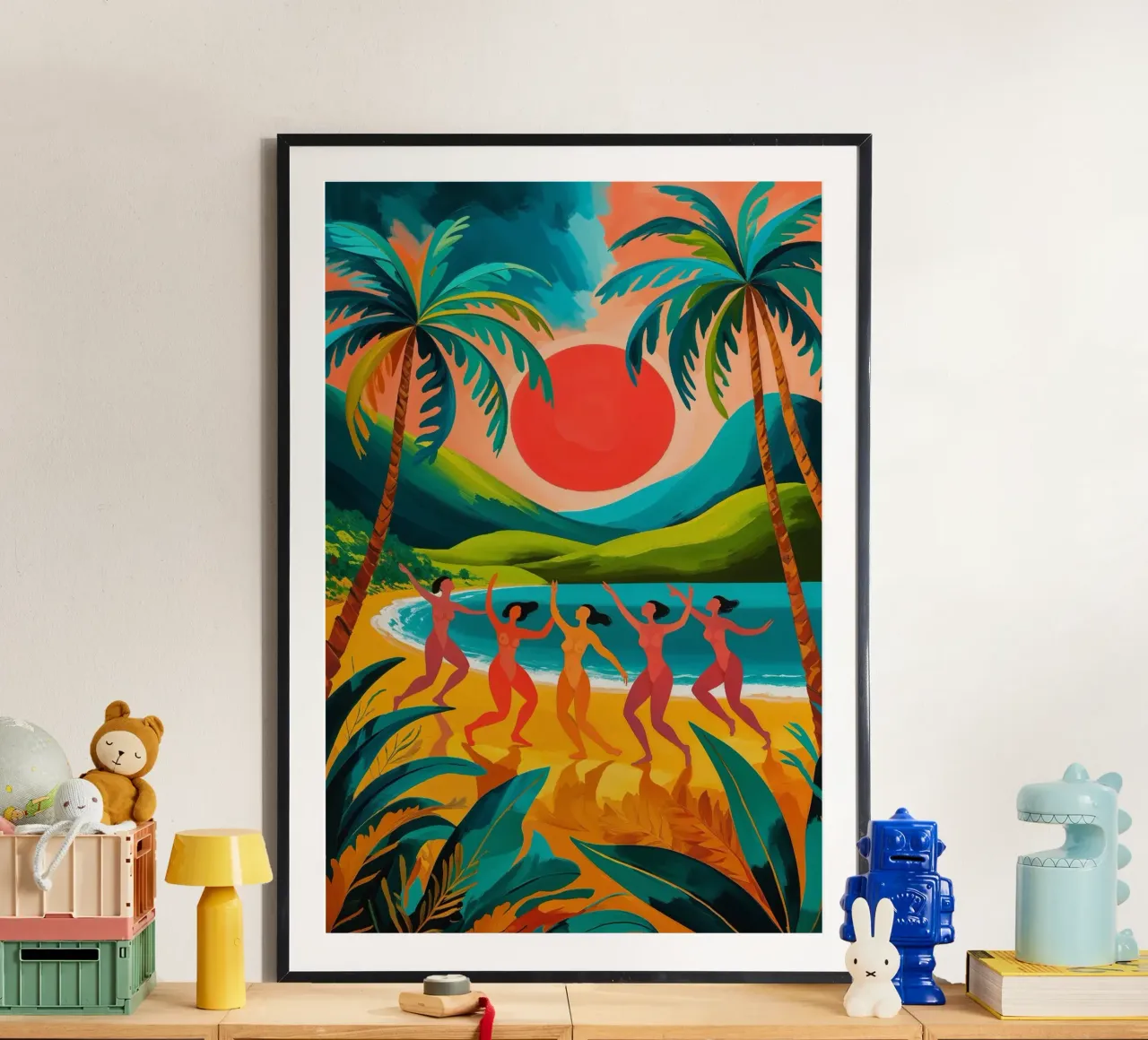 Sunset Ritual by the Sea poster con telaio in plastica da AlbertKlee