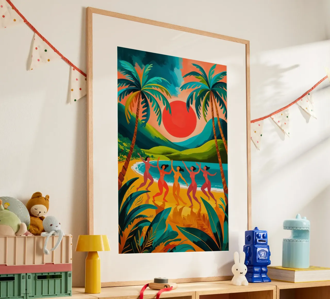 Sunset Ritual by the Sea poster con telaio in plastica da AlbertKlee