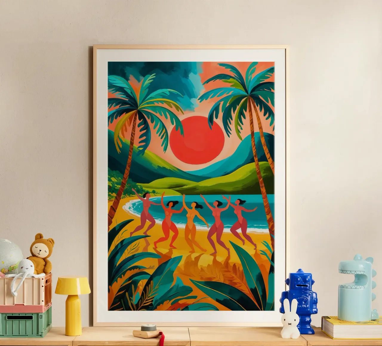 Sunset Ritual by the Sea poster con telaio in plastica da AlbertKlee