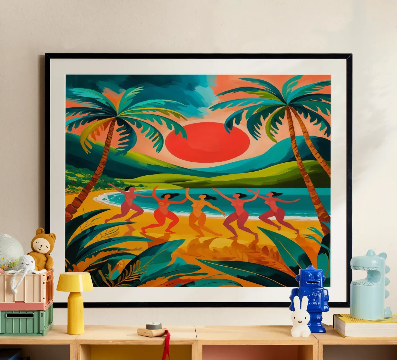 Sunset Ritual by the Sea poster con telaio in plastica da AlbertKlee