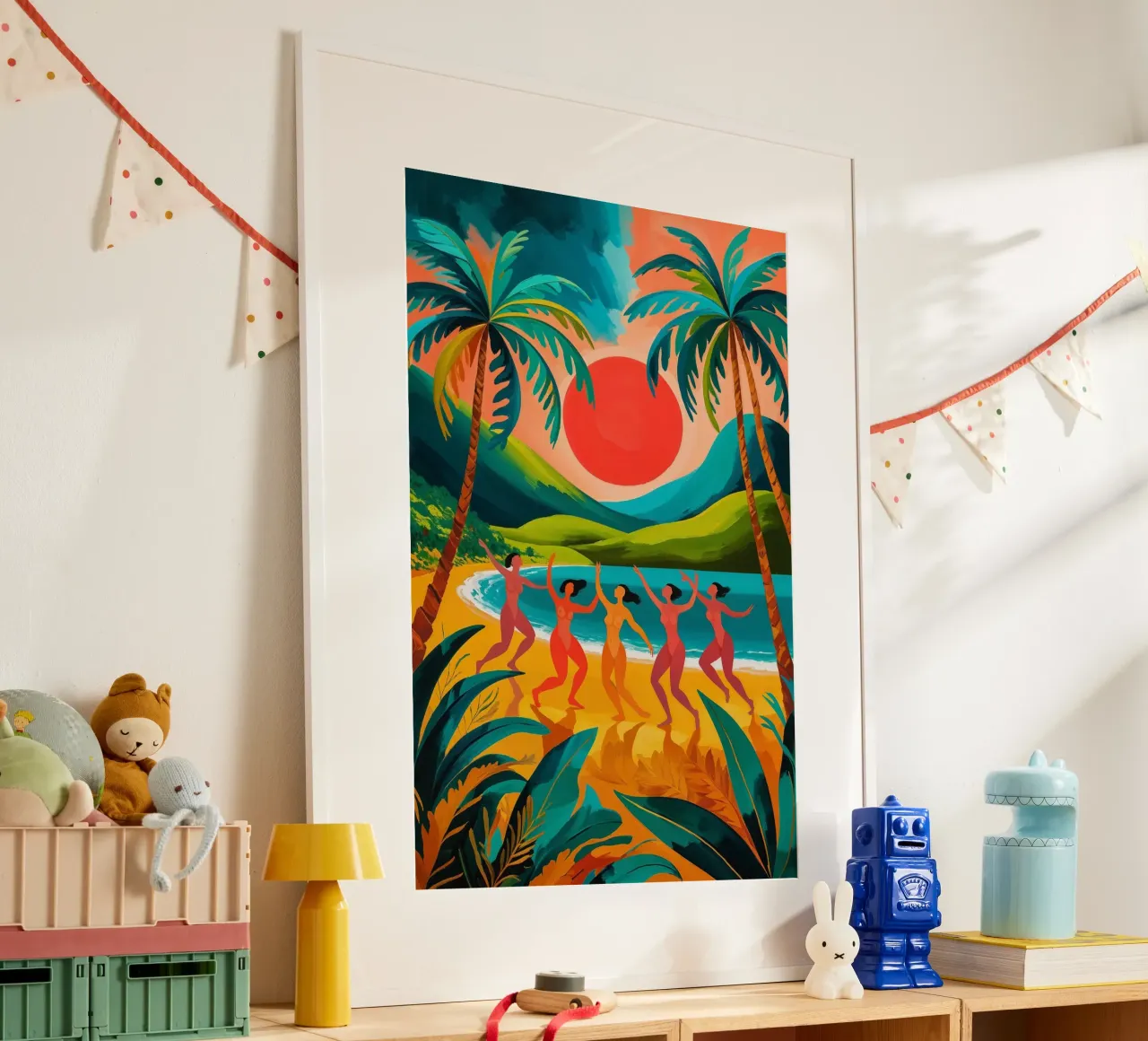 Sunset Ritual by the Sea poster con telaio in plastica da AlbertKlee