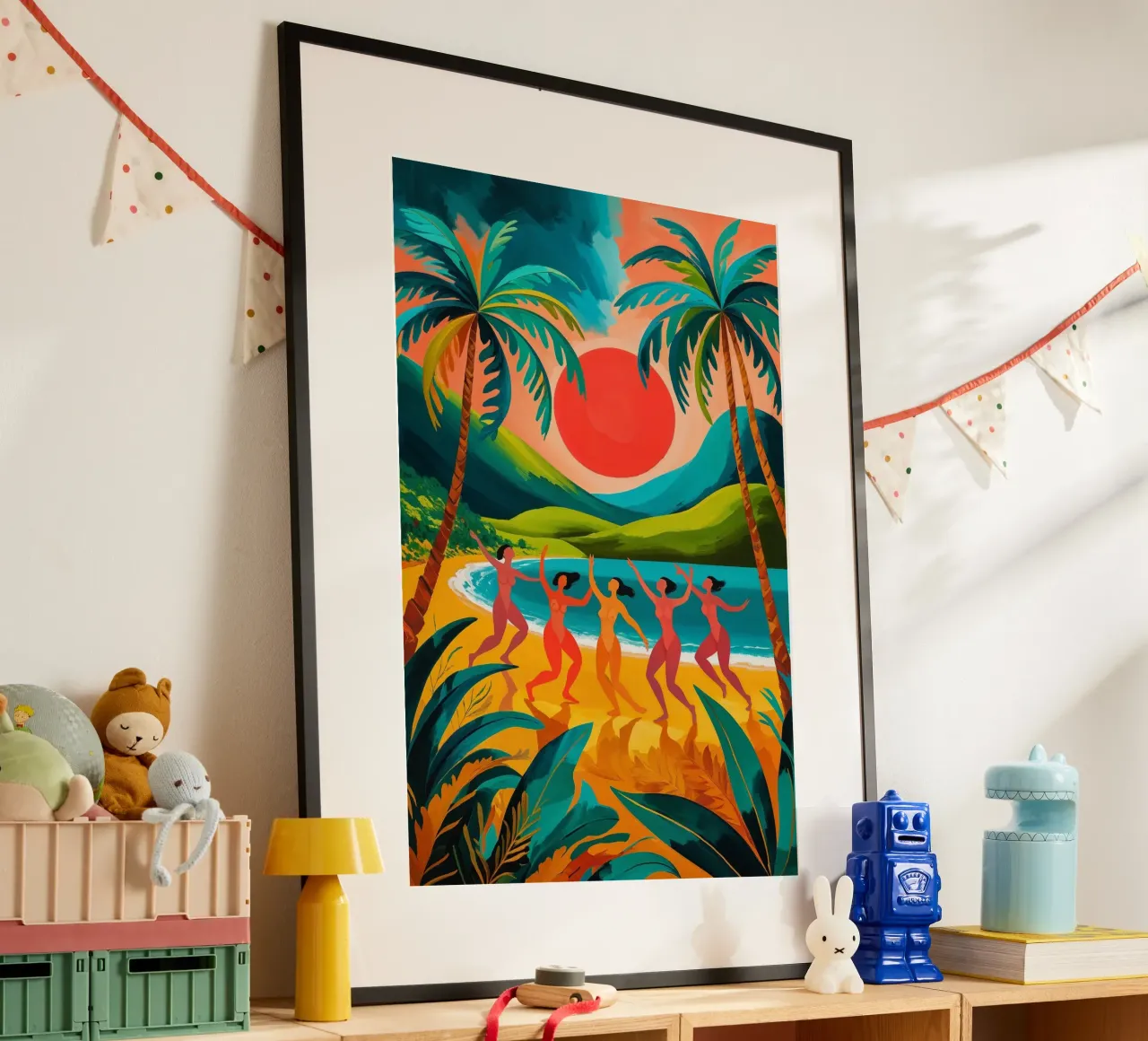 Sunset Ritual by the Sea poster con telaio in plastica da AlbertKlee
