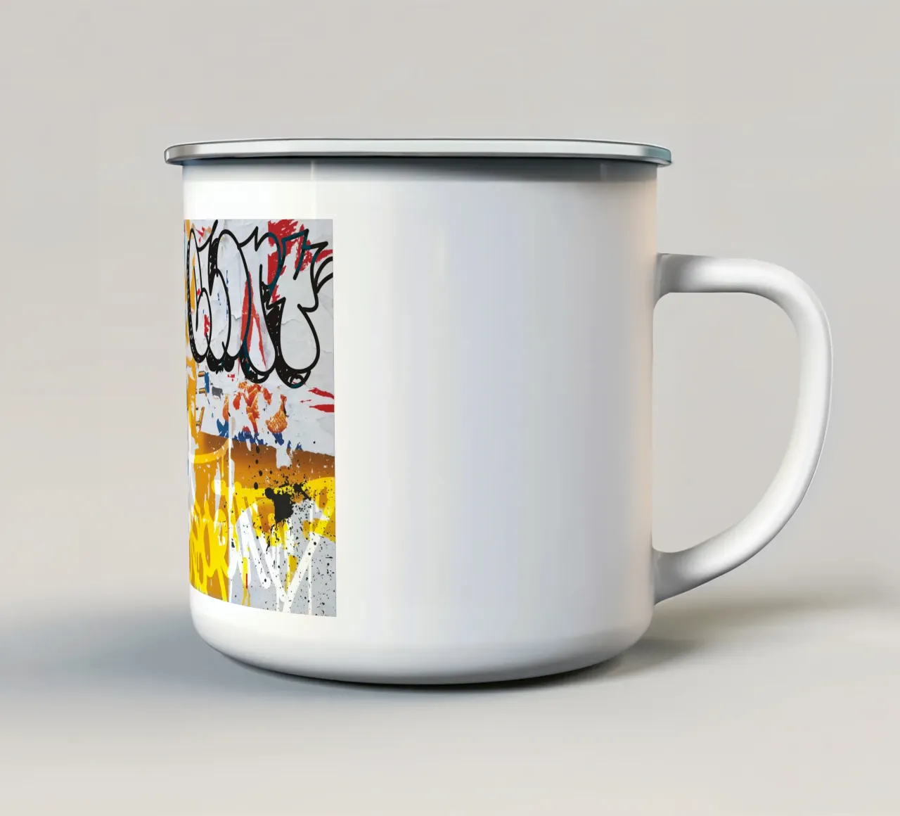 Hello Graffiti taza de esmalte de Flo Klein