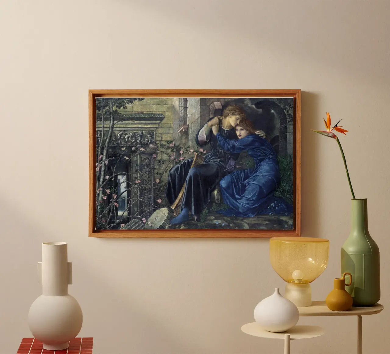 Edward Burne-Jones - Amore tra le rovine tela con Cornice a cassetta da Timeless Artworks