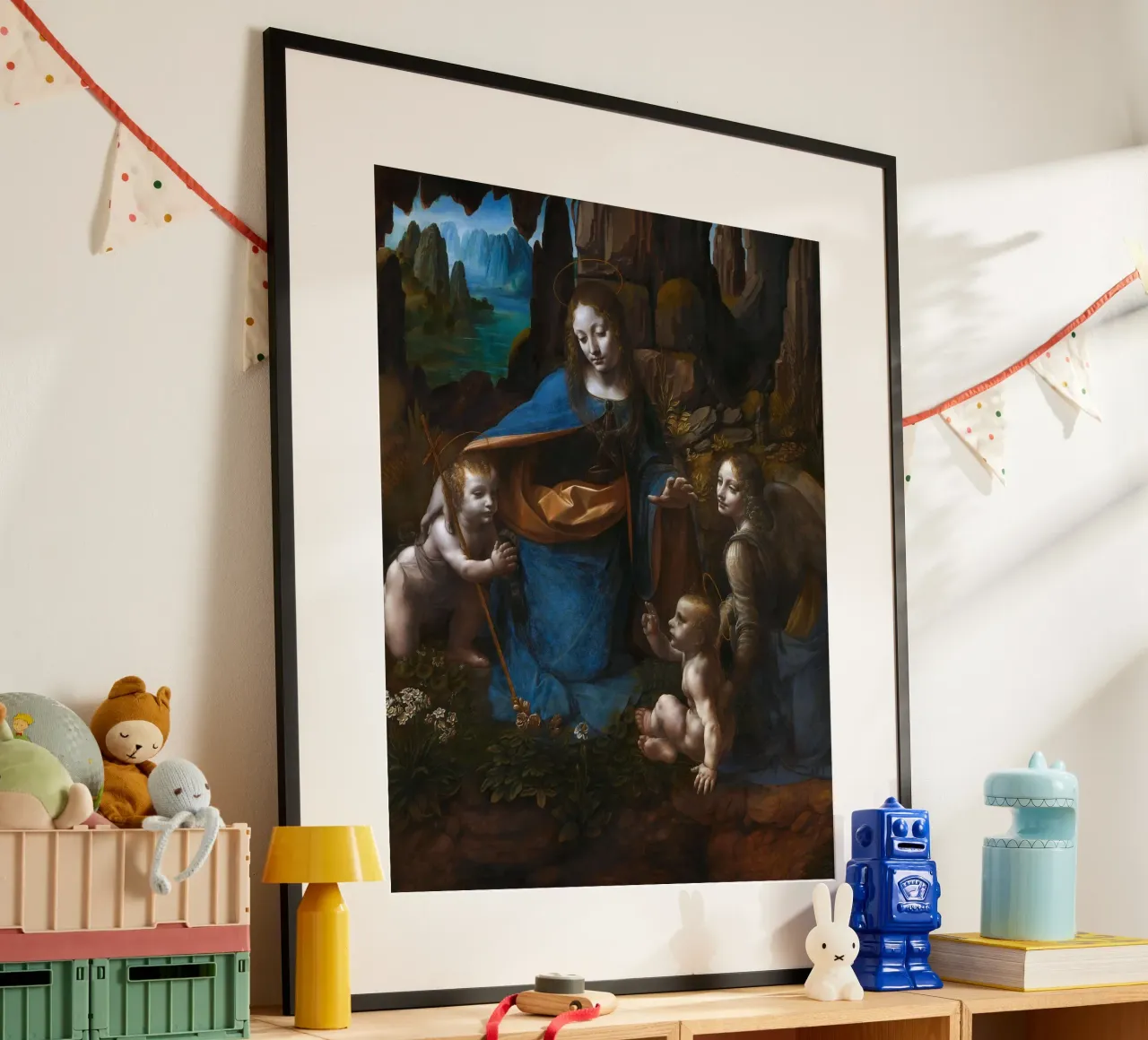 Leonardo da Vinci - La Vergine delle Rocce poster con telaio in alluminio da Timeless Artworks