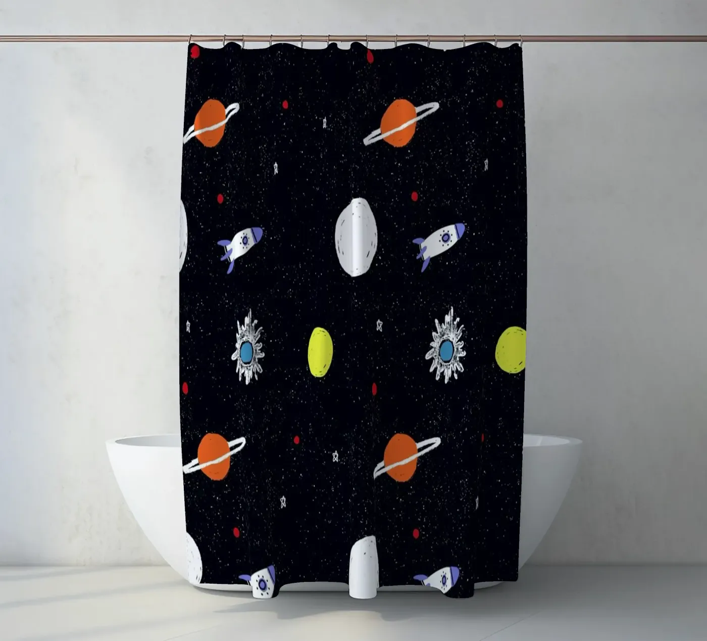 Planets Pattern Duschvorhang von Alex Foster