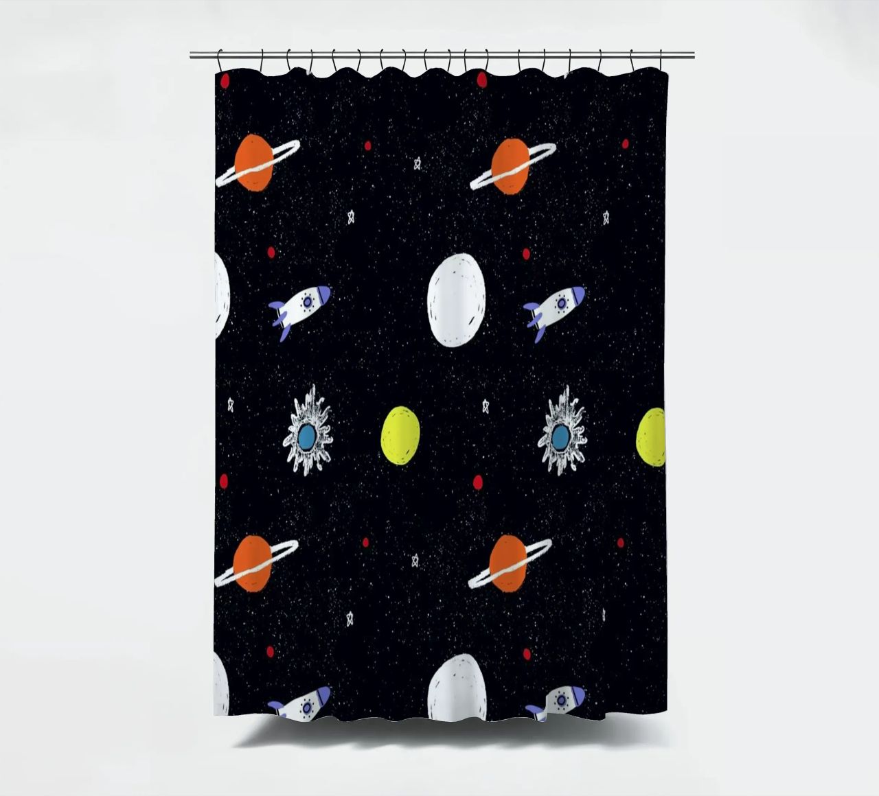 Planets Pattern shower curtain by Alex Foster
