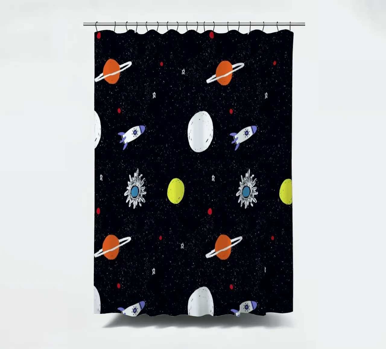 Planets Pattern shower curtain by Alex Foster