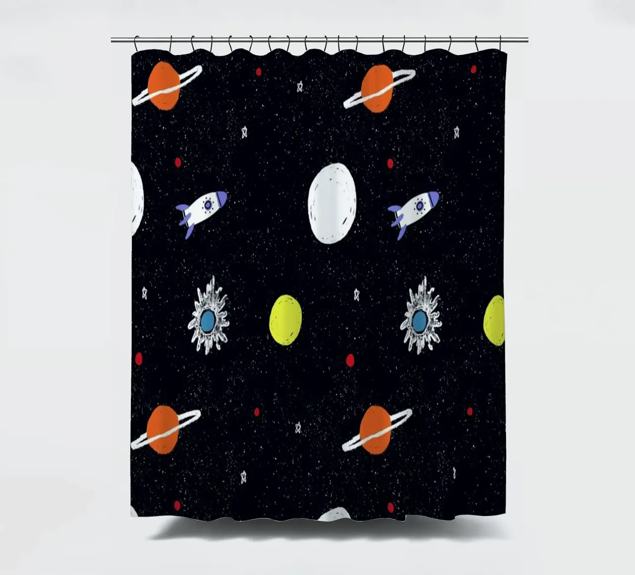 Planets Pattern shower curtain by Alex Foster