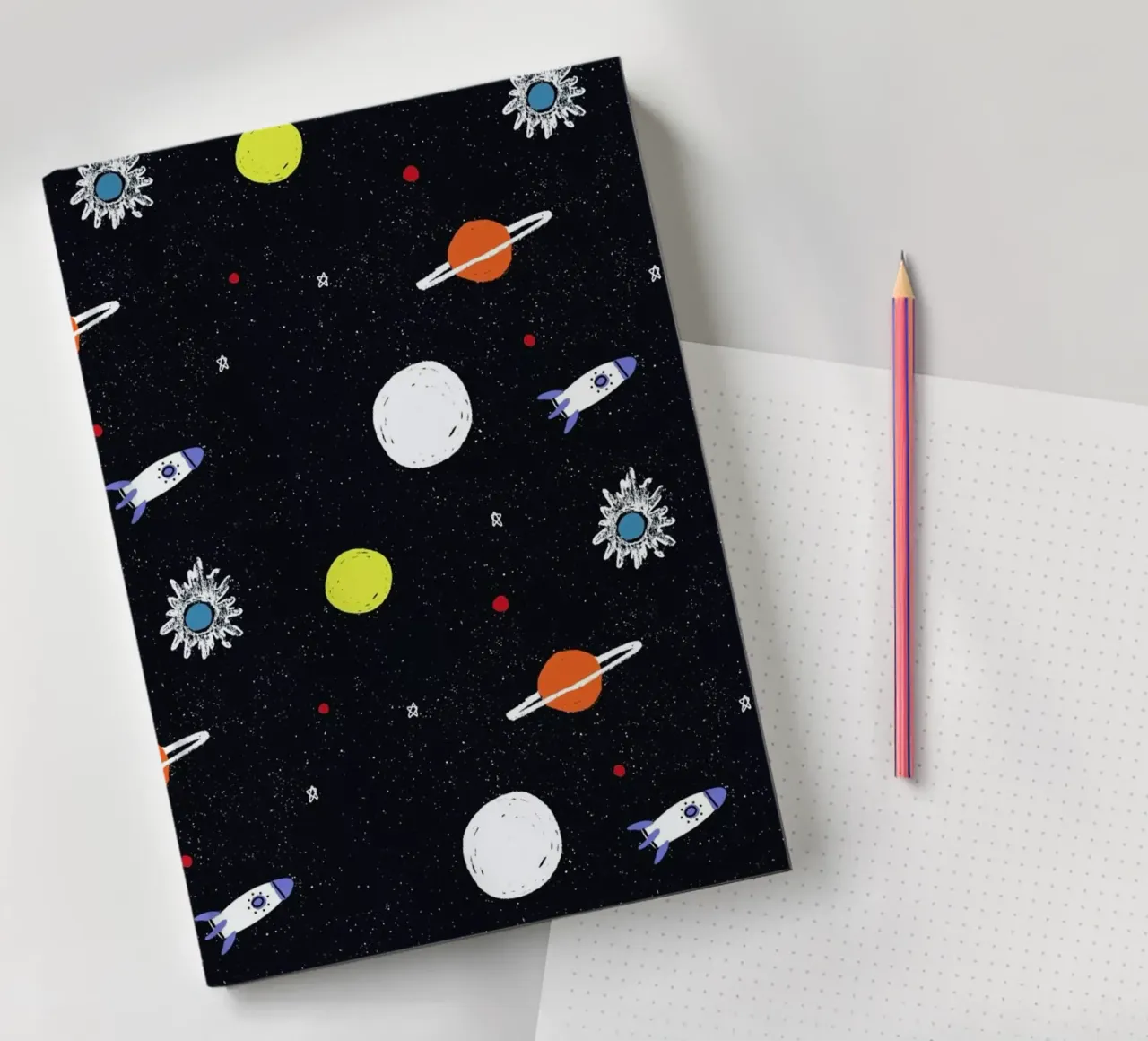 Planets Pattern notebook by Alex Foster