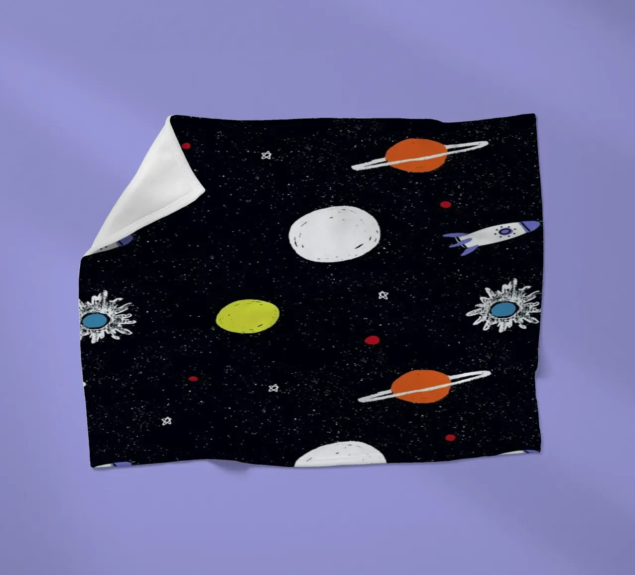 Planets Pattern fleece blanket by Alex Foster