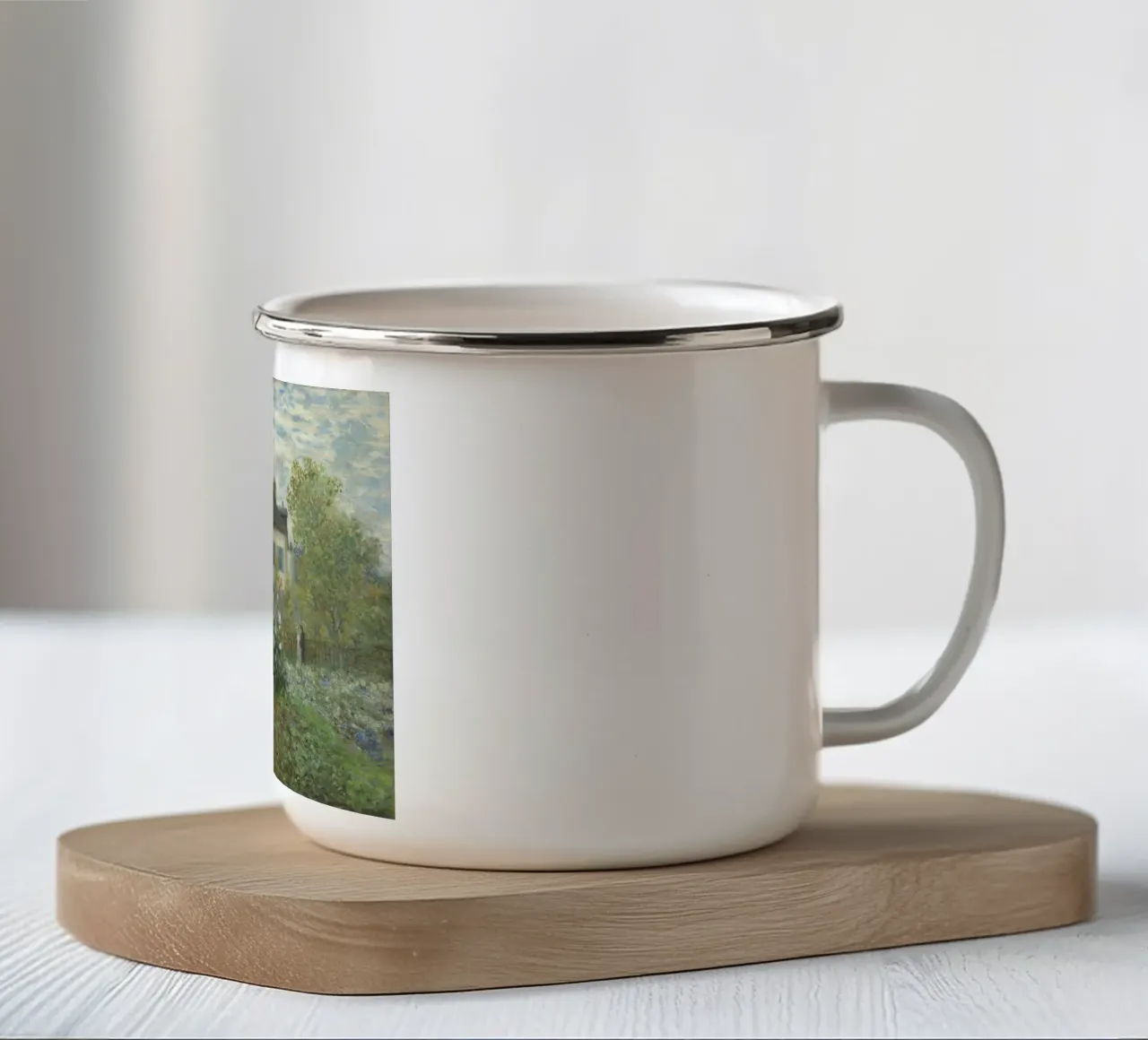 Claude Monet - The Artist's Garden in Argenteuil enamel mug by Timeless Artworks