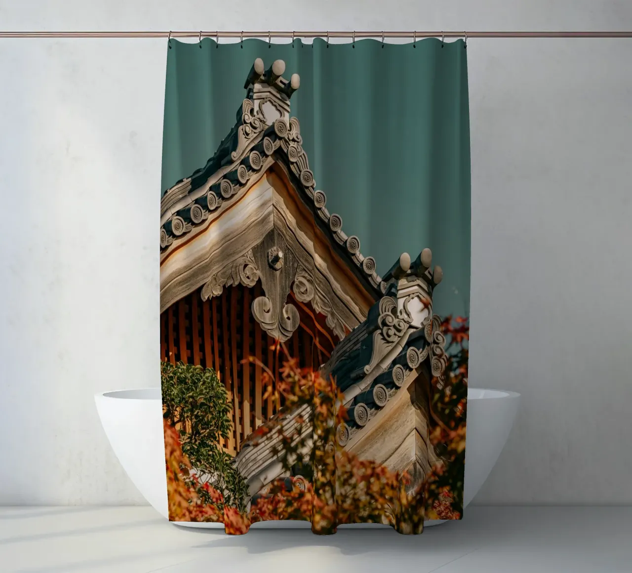 Tetti giapponesi a tempio in autunno tenda da doccia da Marcel Bisig