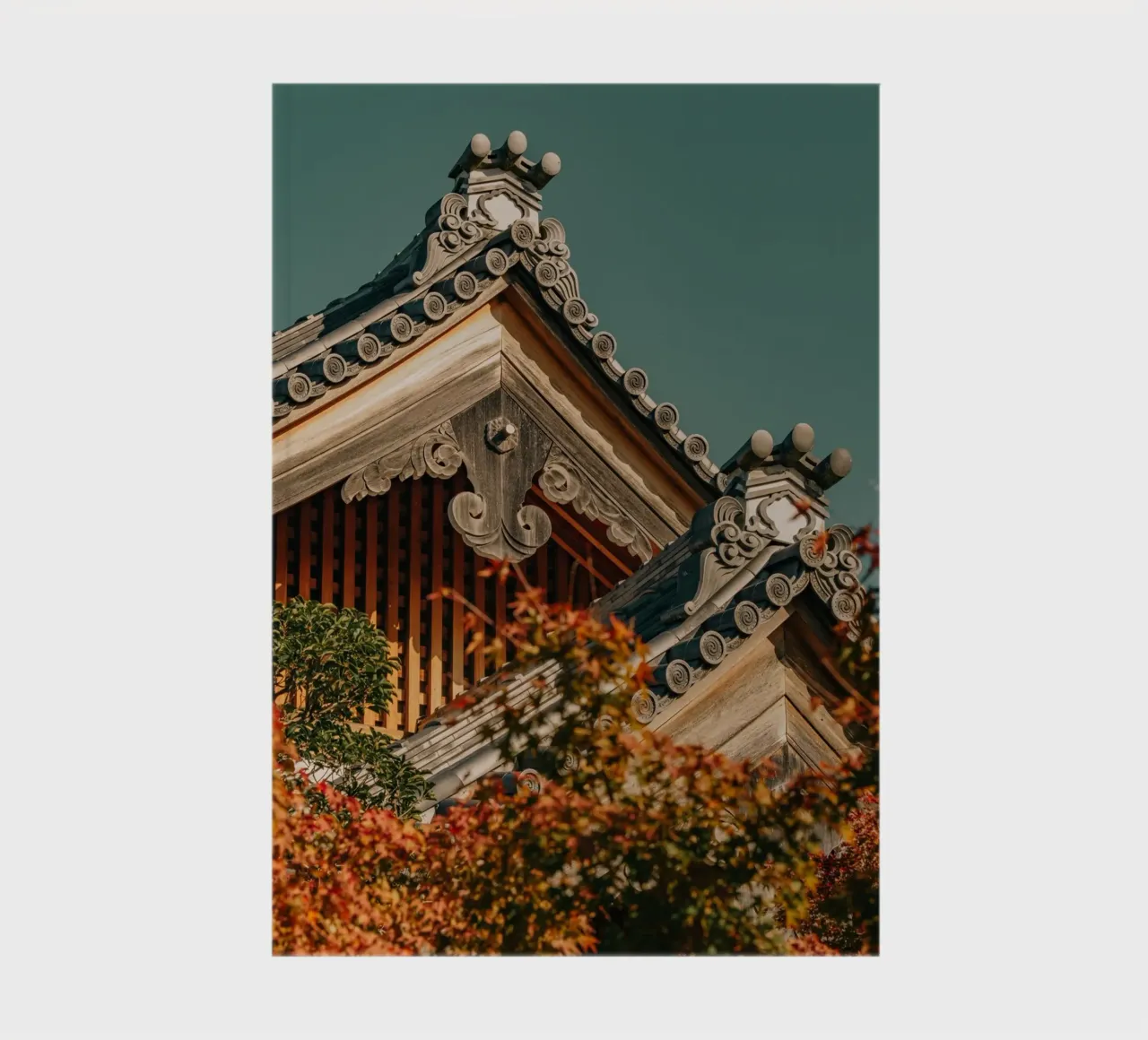 Tetti giapponesi a tempio in autunno diario da Marcel Bisig