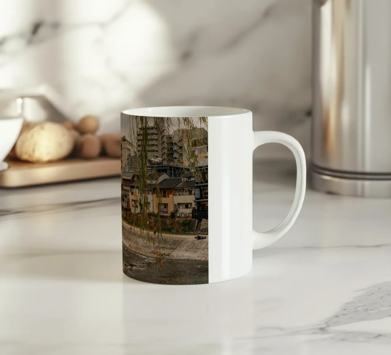 Fiume di Kyoto, Giappone tazza in ceramica da Marcel Bisig