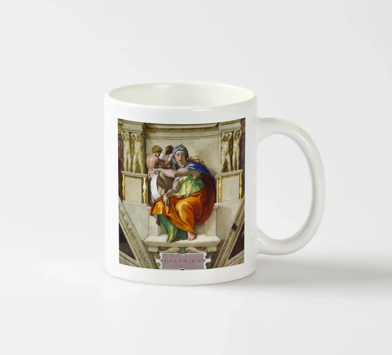 Michelangelo - Delphische sibille keramische mok van Timeless Artworks