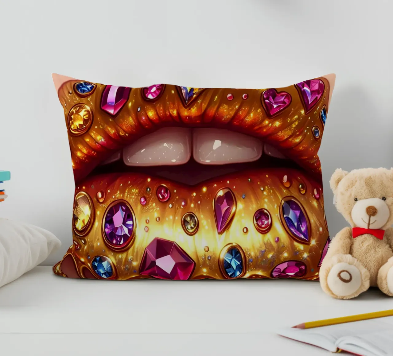 LABBRA GOCCIOLANTI DI GIOIELLI cuscino da ARTOMATIC
