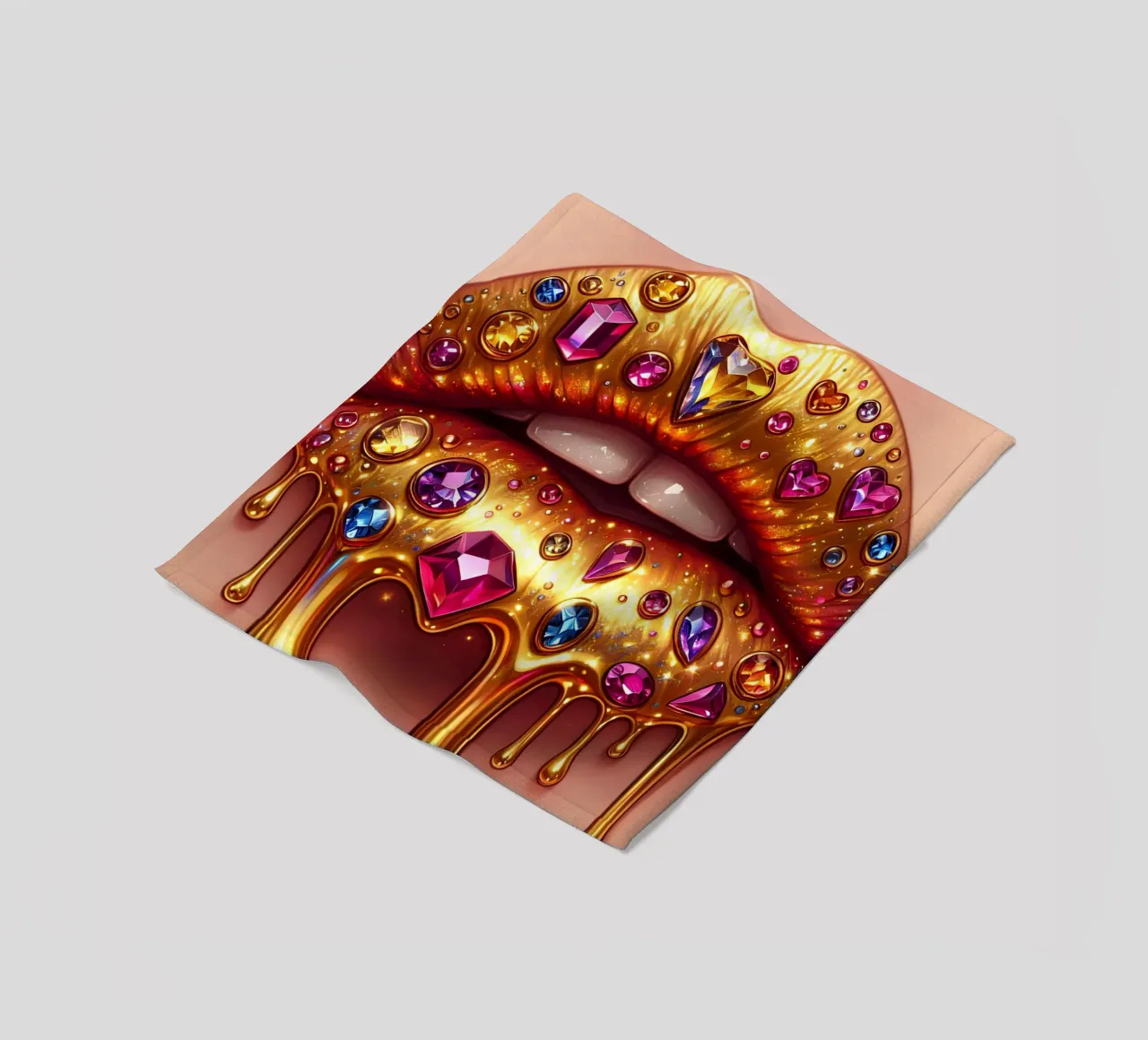 JEWELLED DRIPPING LIPS fleece blanket by ARTOMATIC