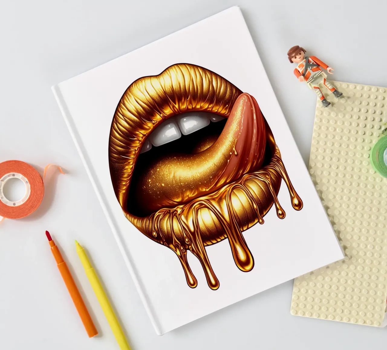 GOLD DRIPPING LIPS notebook by ARTOMATIC