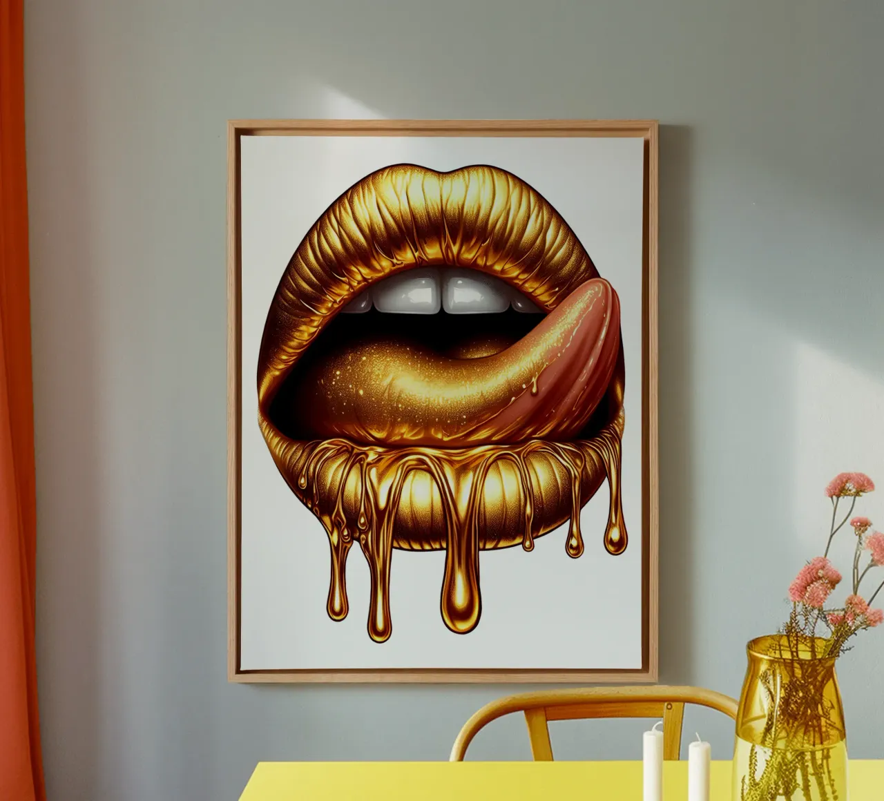 LABBRA GRONDANTI D'ORO tela con Cornice a cassetta da ARTOMATIC