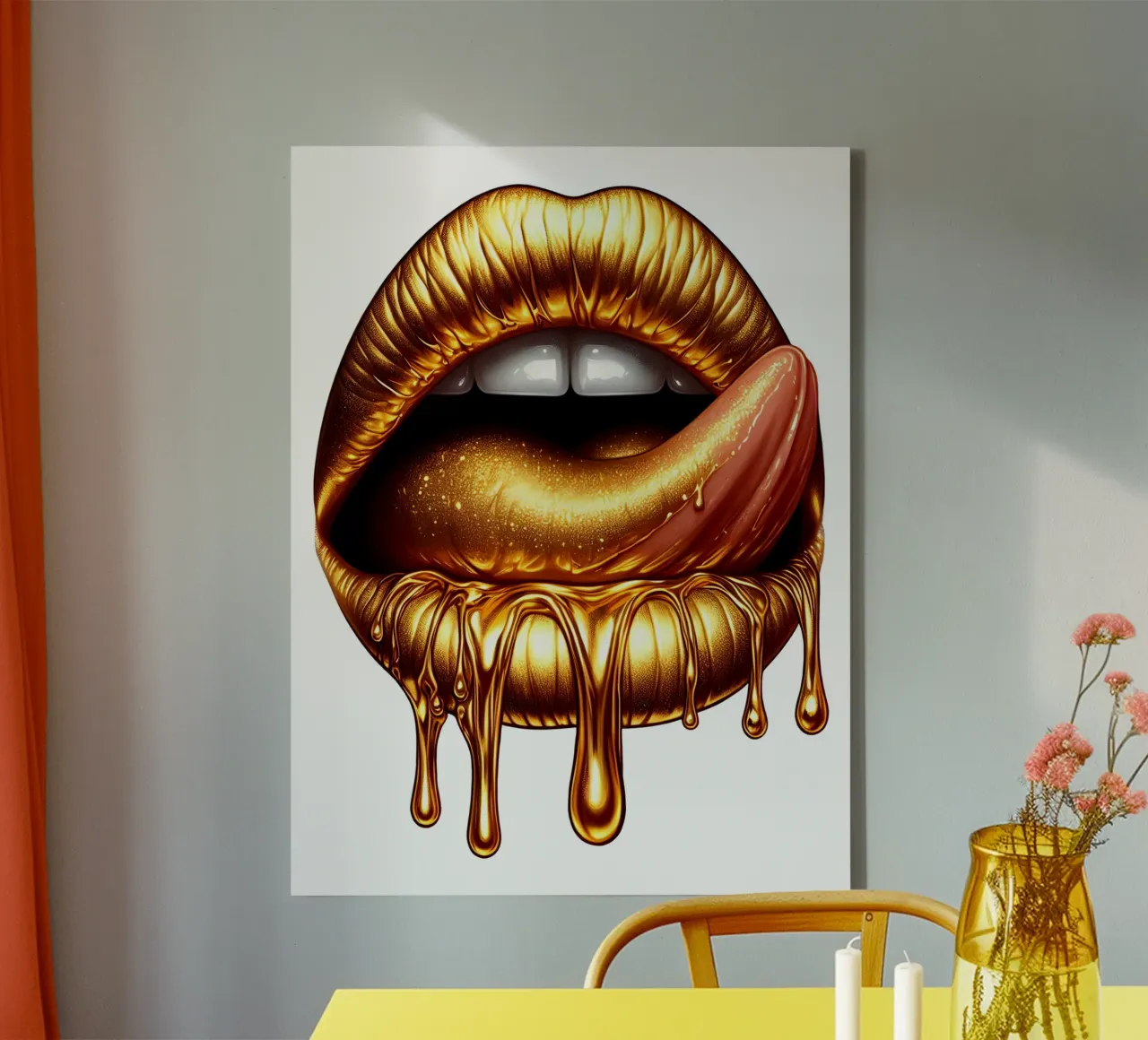 LABBRA GRONDANTI D'ORO tela con Cornice a cassetta da ARTOMATIC