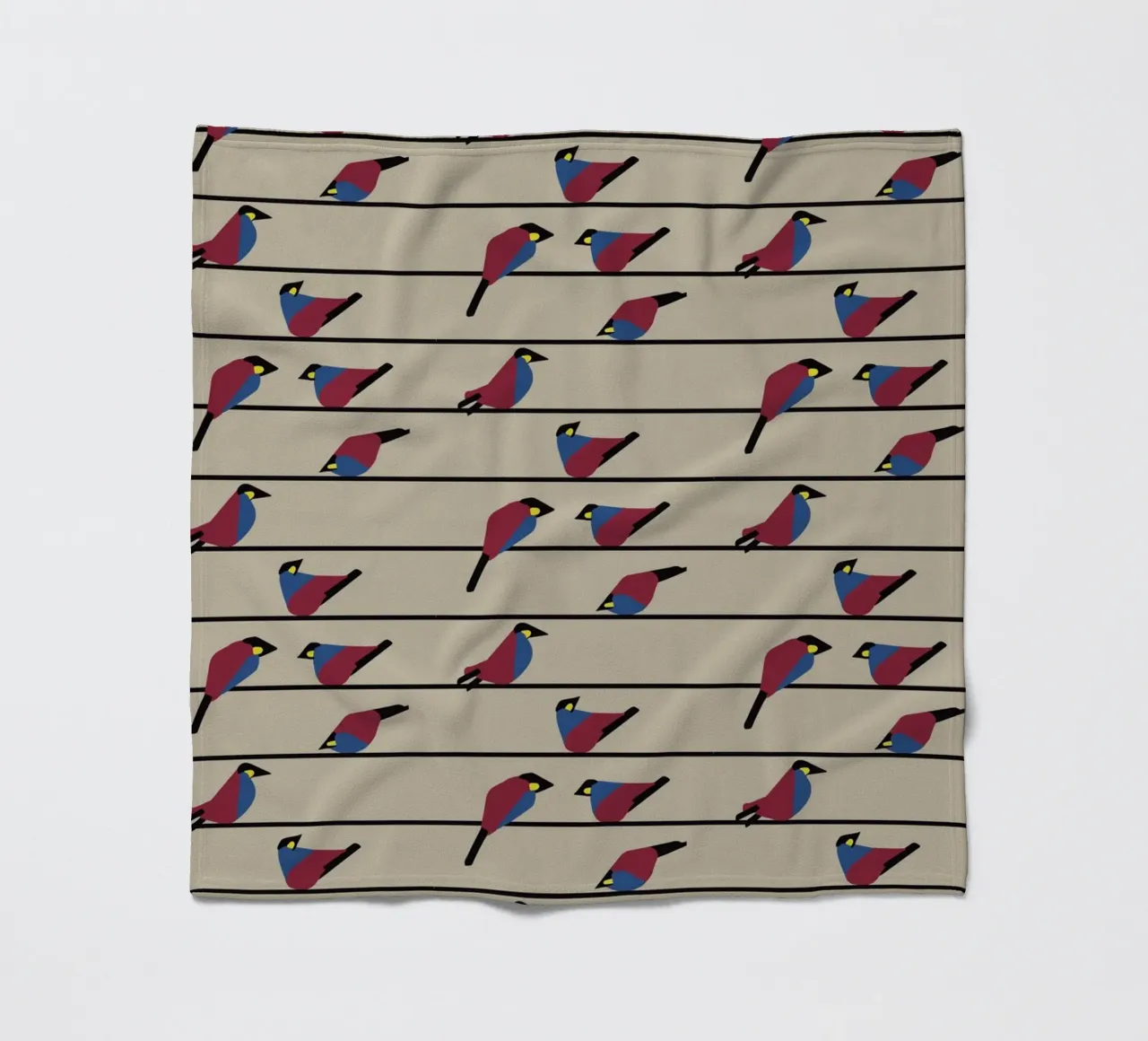 Minimalist Birds on Wires – Modern Geometric Nature Print coperta in pile da Spunk