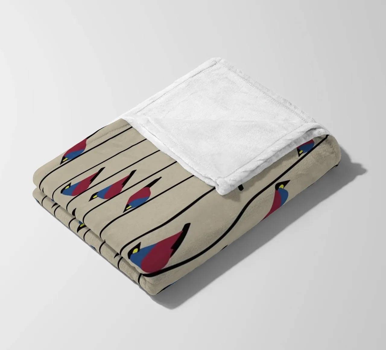 Minimalist Birds on Wires – Modern Geometric Nature Print coperta in pile da Spunk