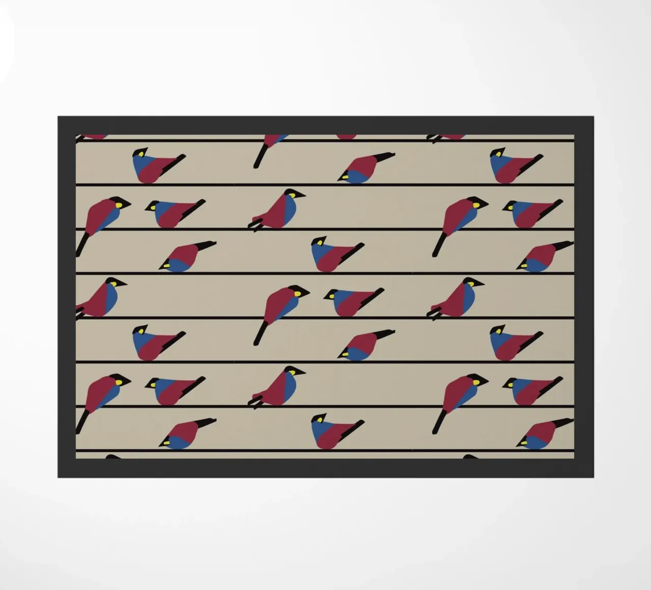 Minimalist Birds on Wires – Modern Geometric Nature Print zerbino da Spunk