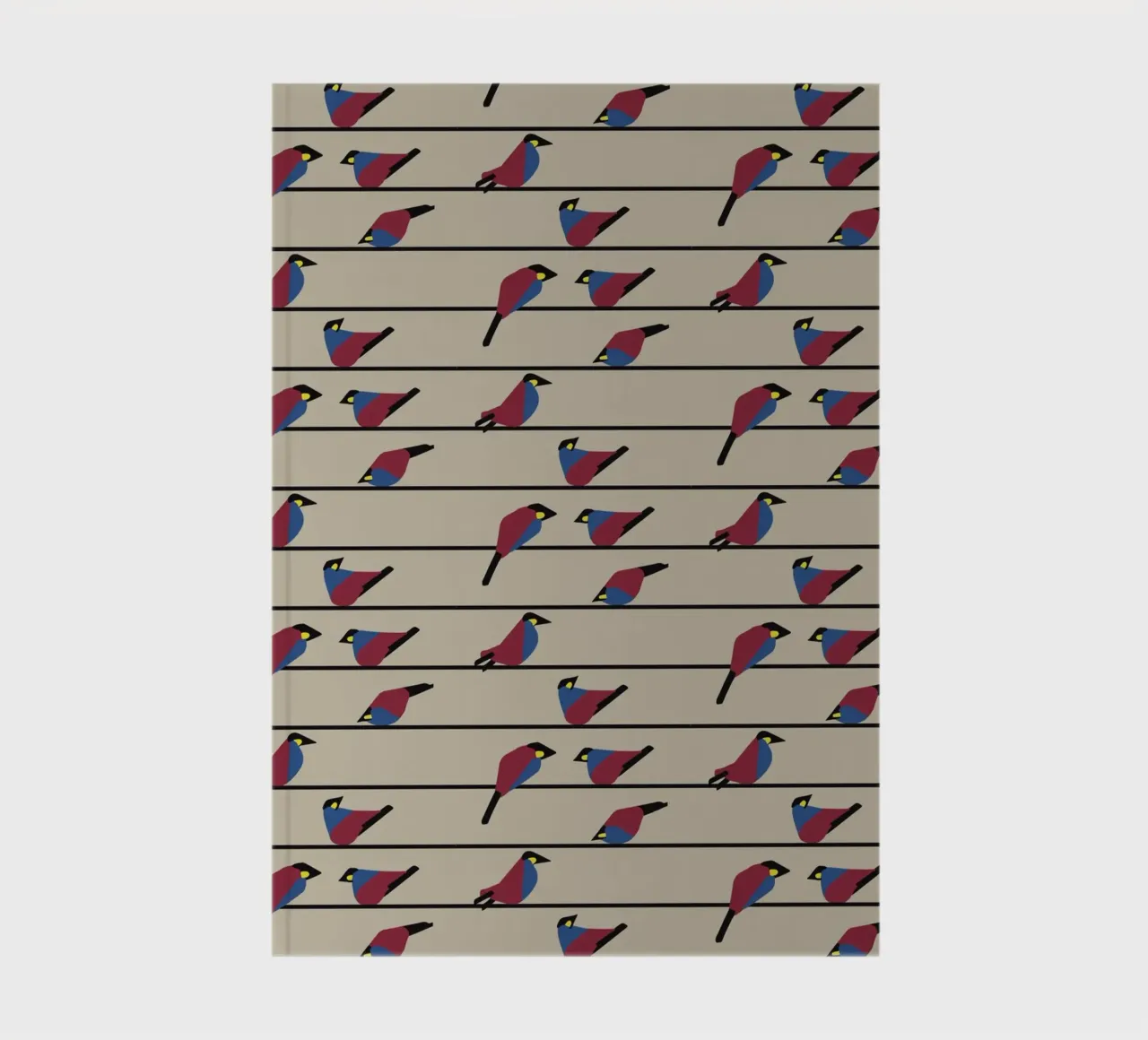 Minimalist Birds on Wires – Modern Geometric Nature Print notebook by Spunk