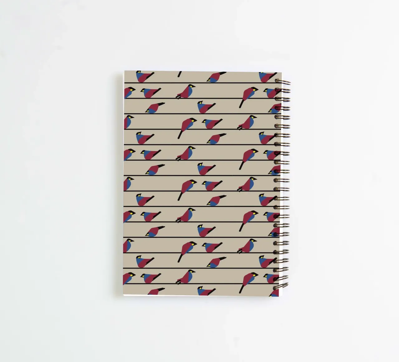 Minimalist Birds on Wires – Modern Geometric Nature Print spiral notebook by Spunk
