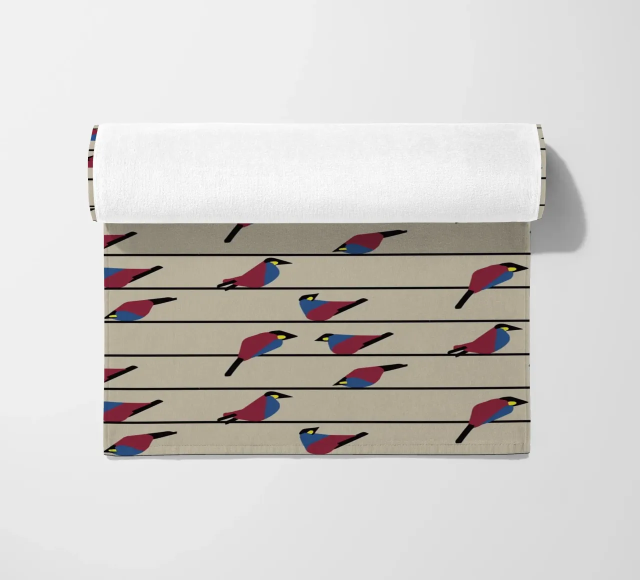 Minimalist Birds on Wires – Modern Geometric Nature Print telo mare da Spunk