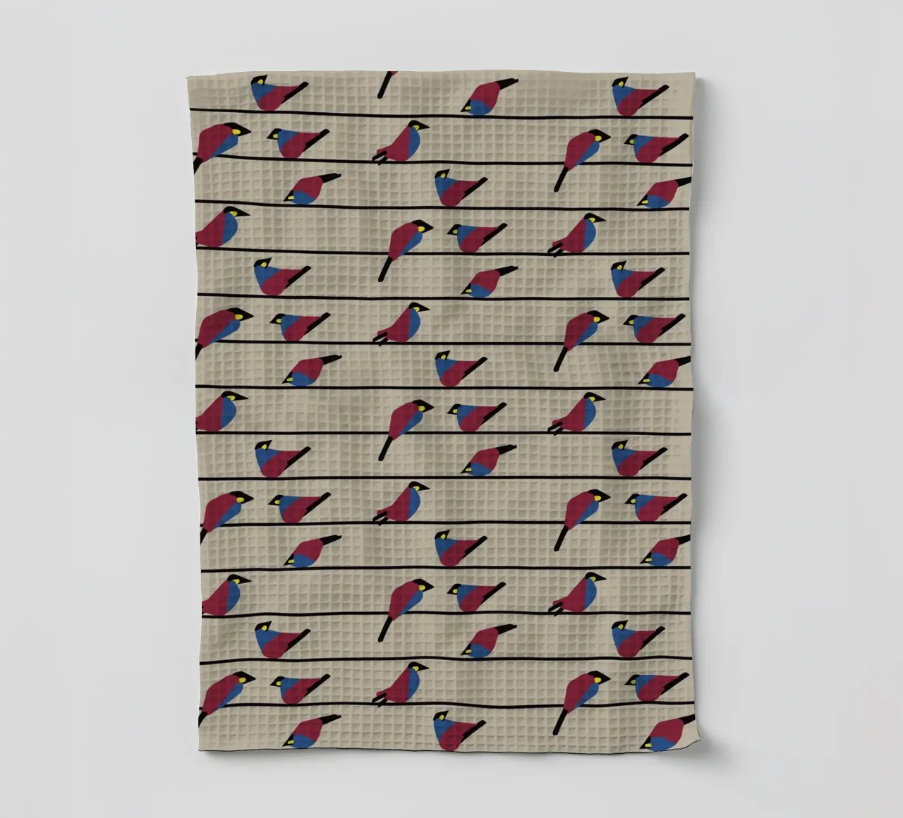 Minimalist Birds on Wires – Modern Geometric Nature Print canovaccio da cucina da Spunk