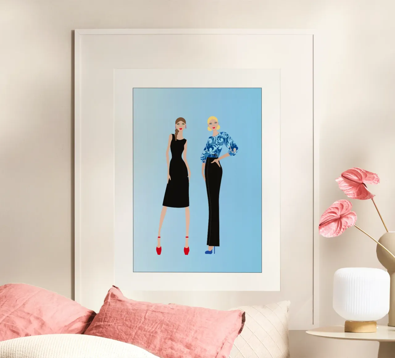 Blu poster con telaio in legno da SunflowerDE