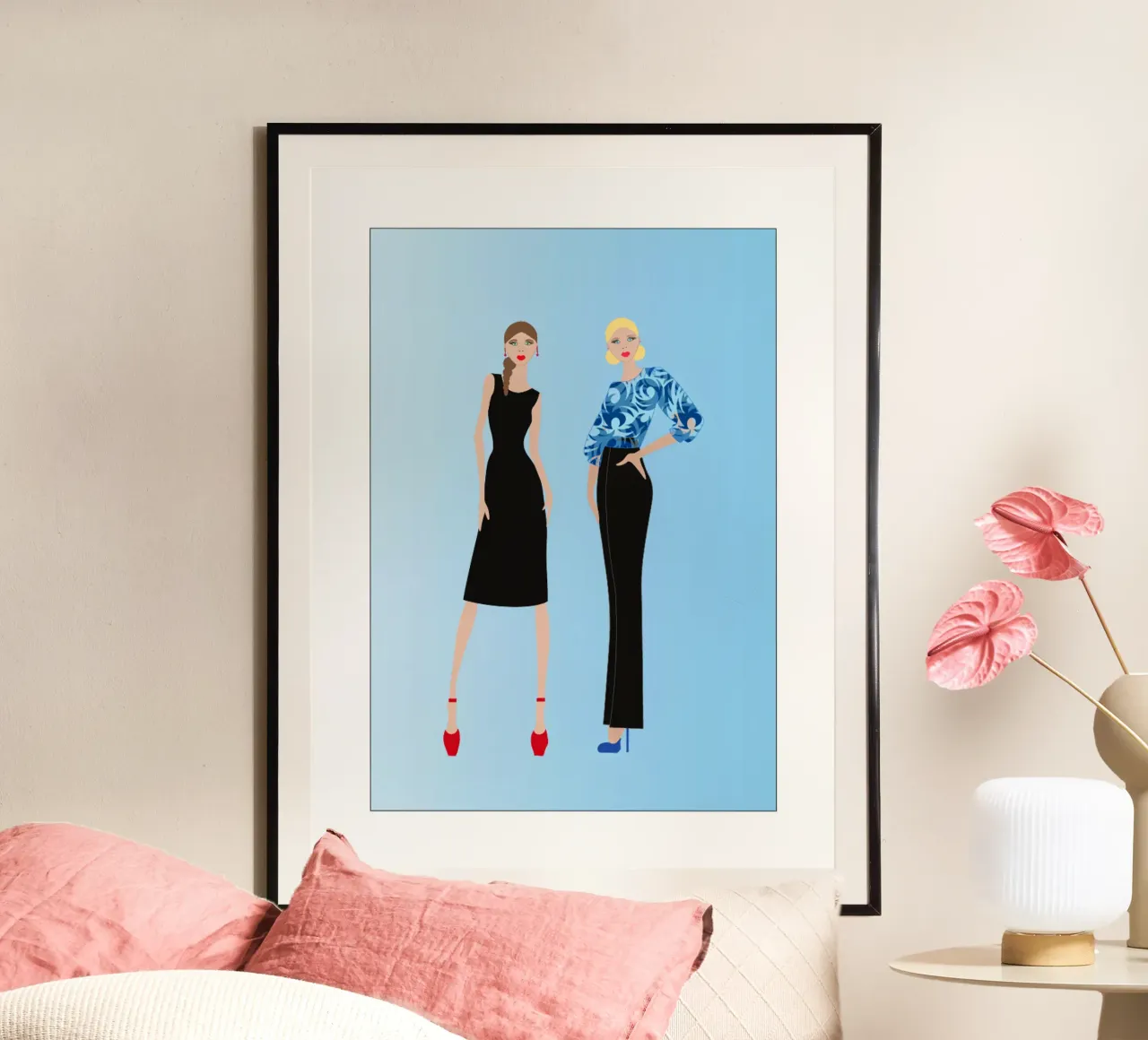 Blu poster con telaio in legno da SunflowerDE
