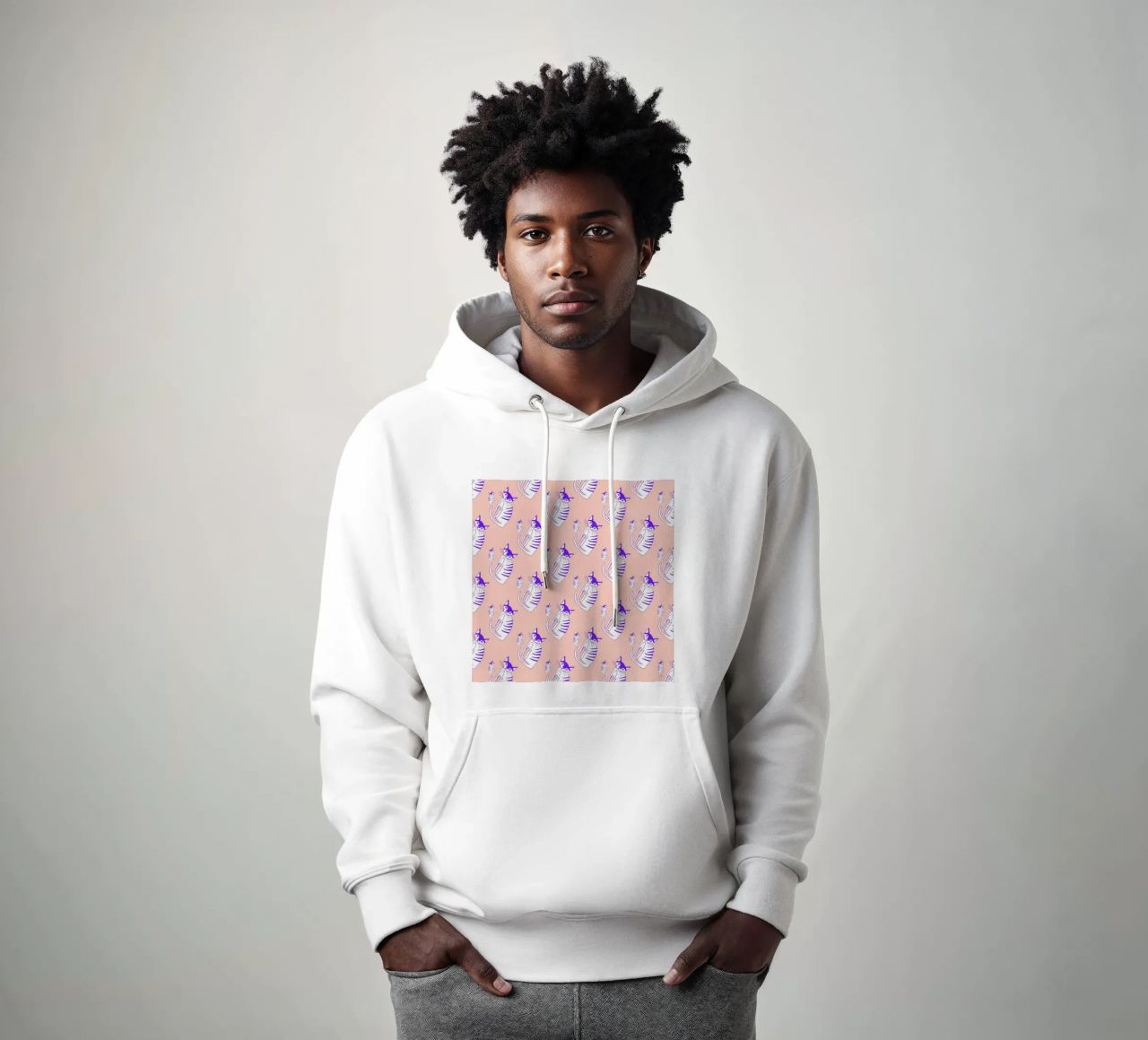Cat Peach Pattern felpa con cappuccio da Vasare Nar