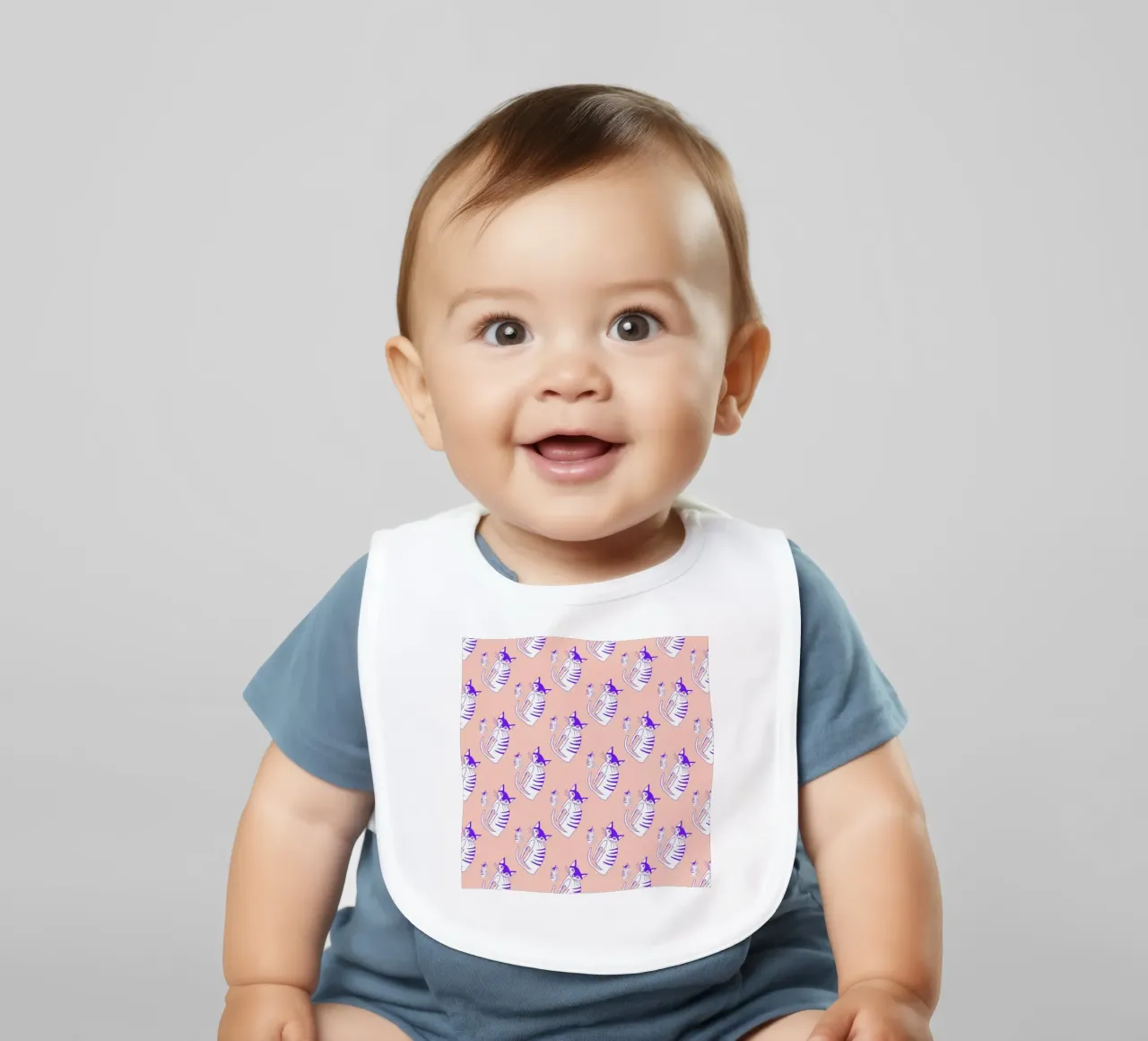 Cat Peach Pattern baby slabbetje van Vasare Nar