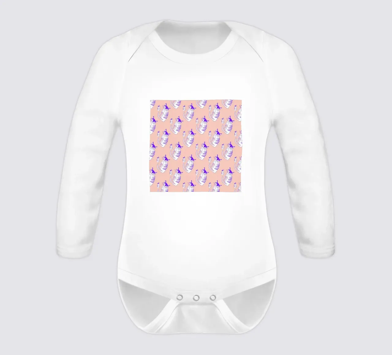 Cat Peach Pattern body neonato maniche lunghe da Vasare Nar