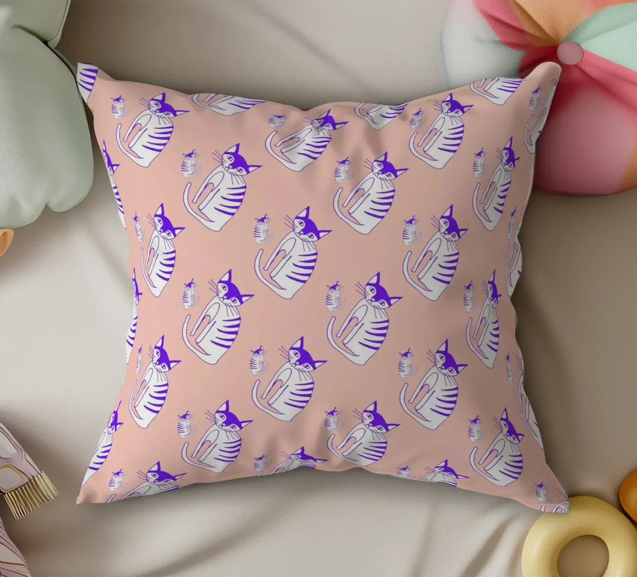 Cat Peach Pattern cuscino da Vasare Nar