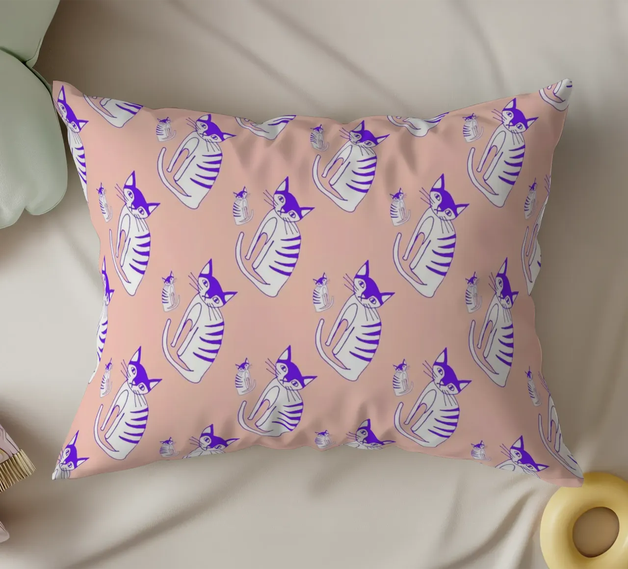 Cat Peach Pattern cuscino da Vasare Nar