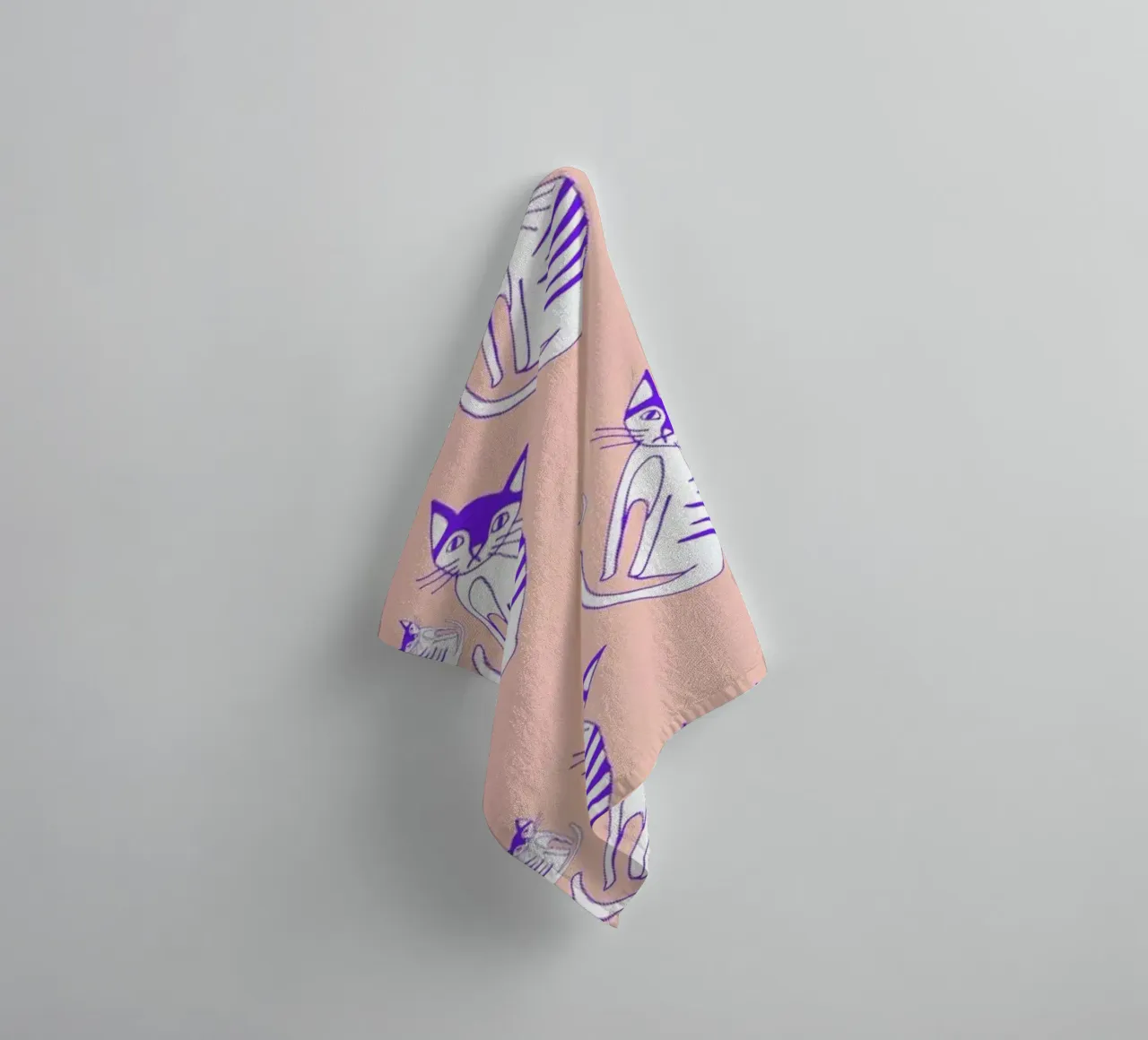 Cat Peach Pattern towel by Vasare Nar