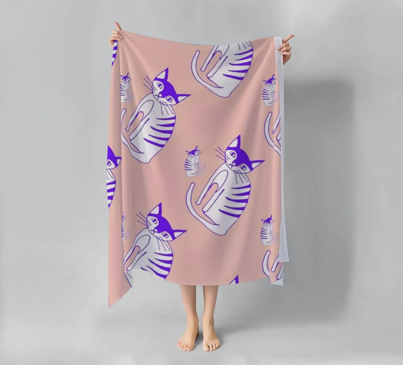Cat Peach Pattern strandhanddoek van Vasare Nar
