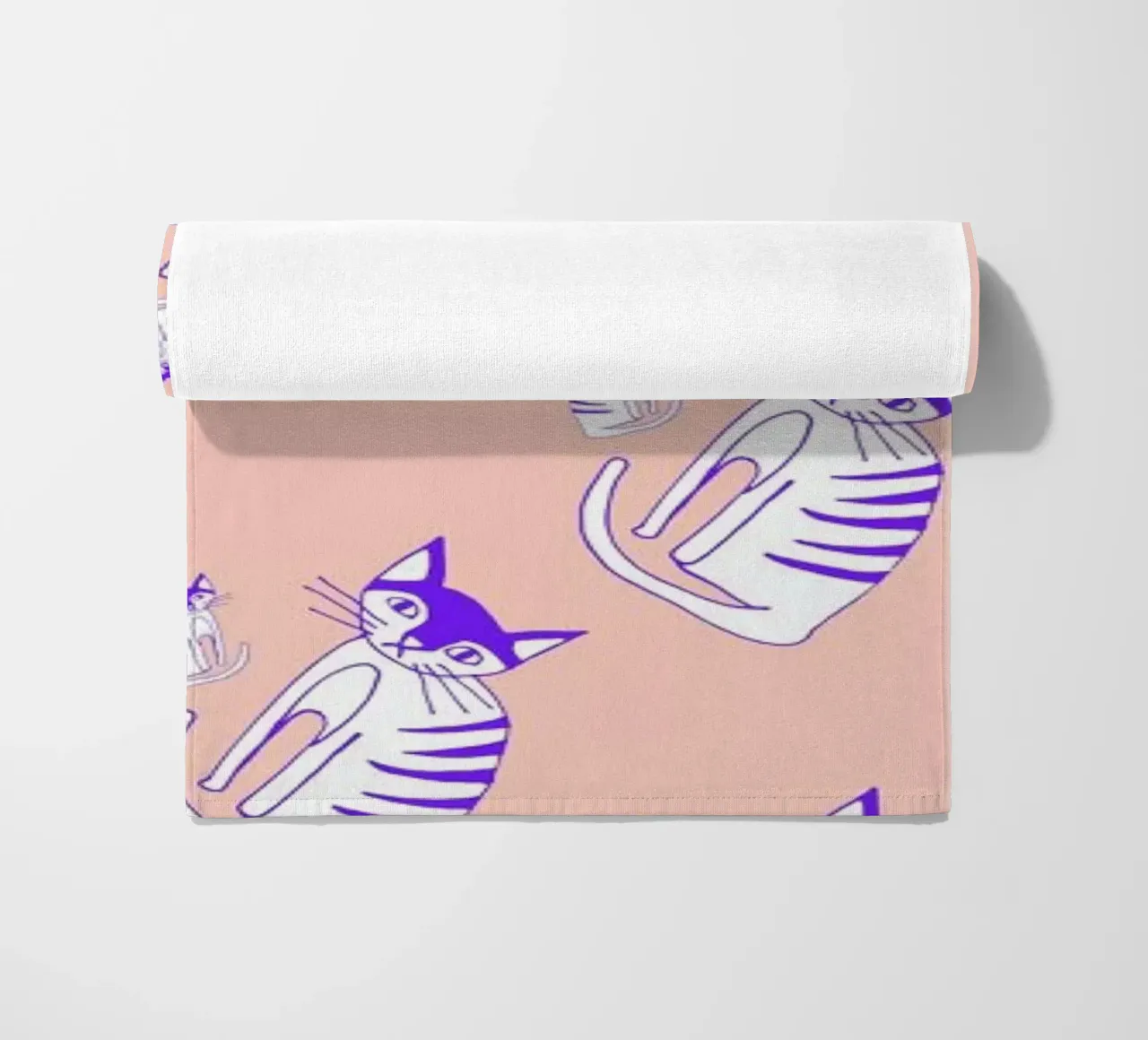 Cat Peach Pattern beach towel by Vasare Nar
