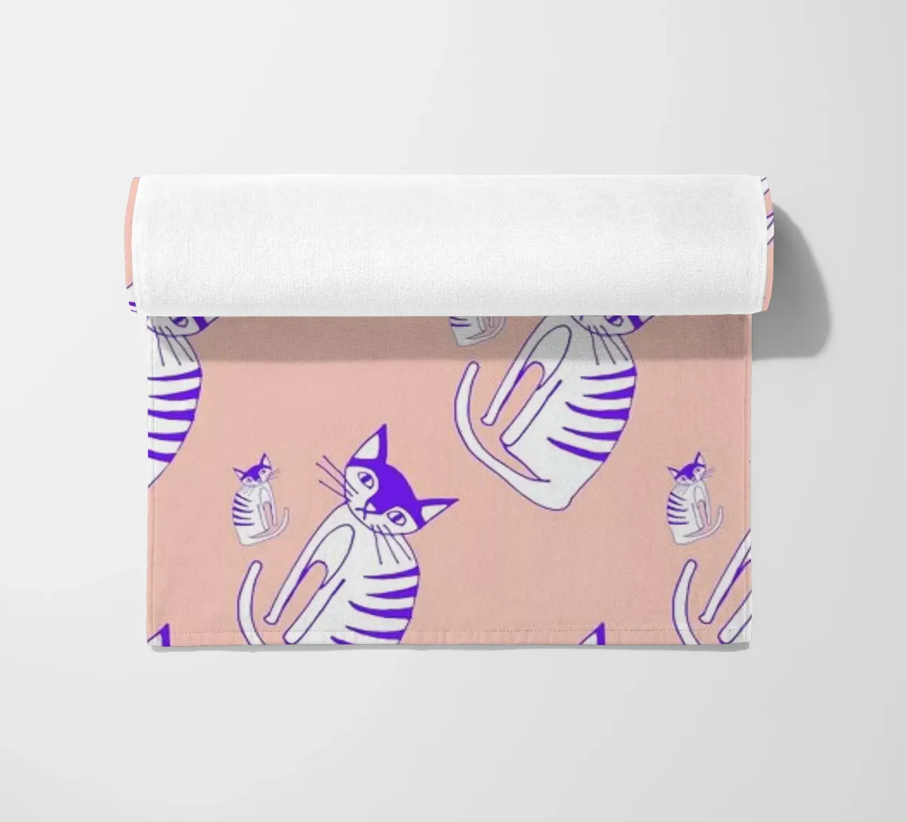 Cat Peach Pattern beach towel by Vasare Nar