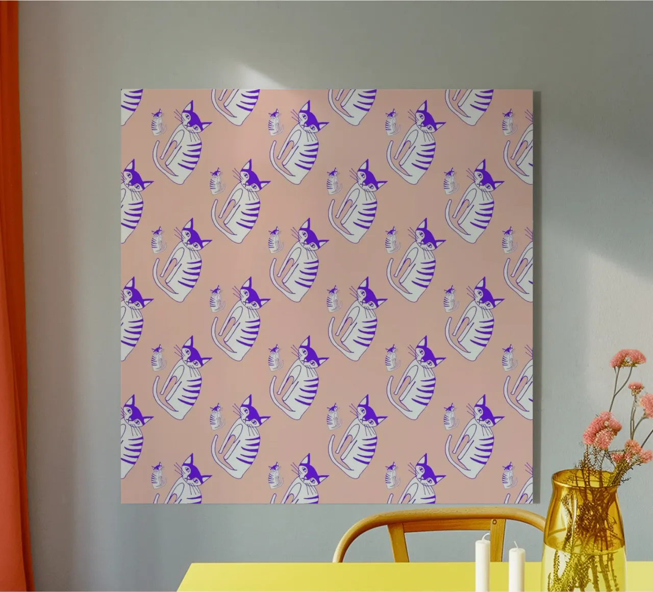 Cat Peach Pattern acrylic glass by Vasare Nar