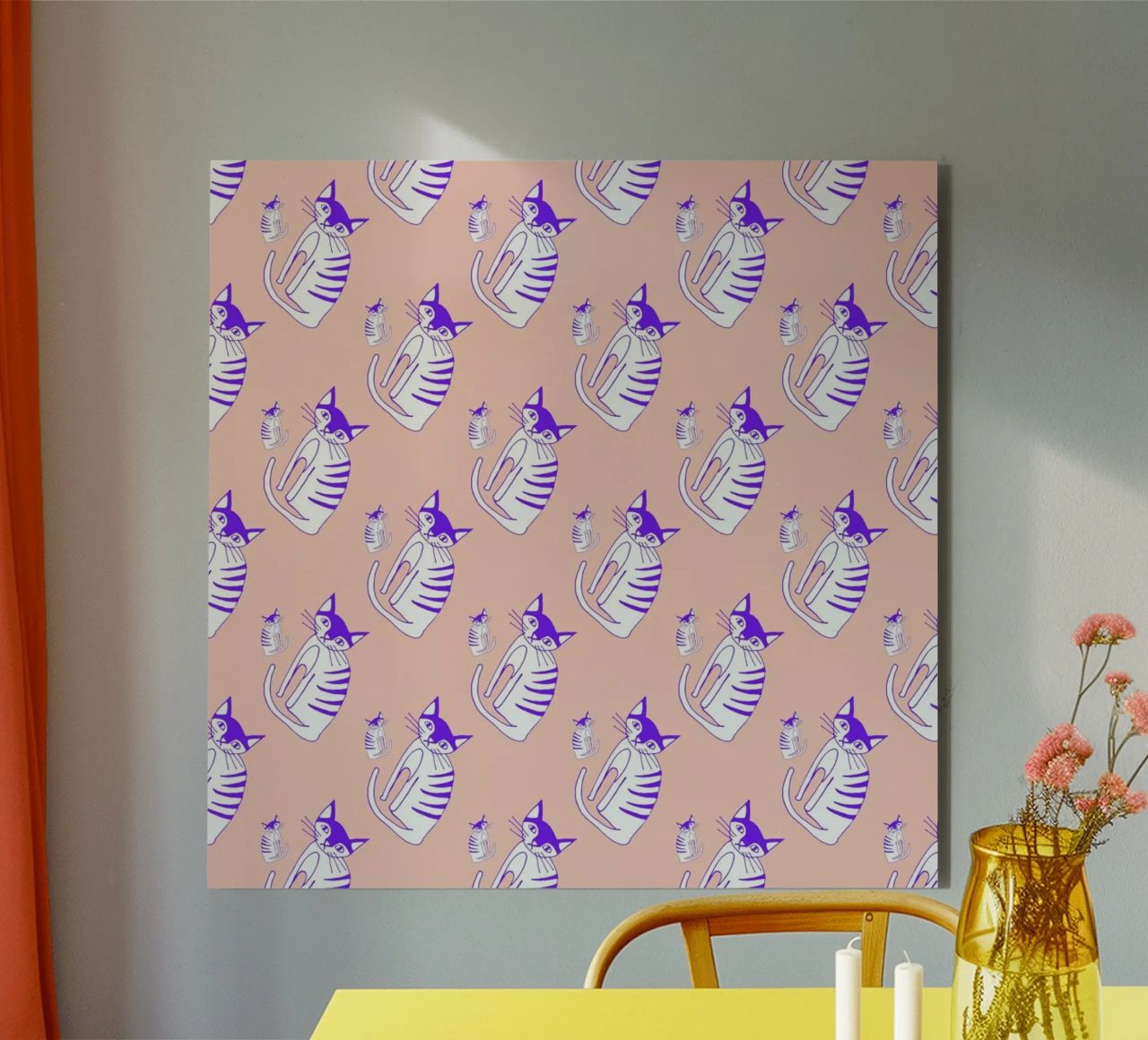Cat Peach Pattern alluminio dibond da Vasare Nar