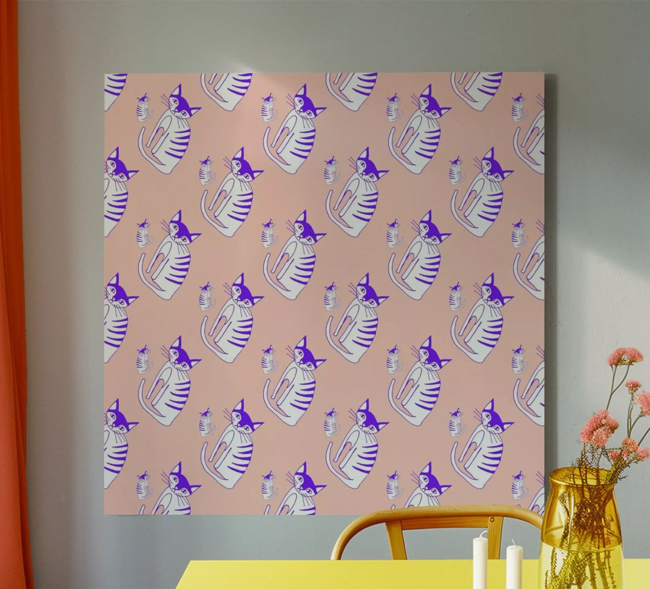 Cat Peach Pattern tela da Vasare Nar